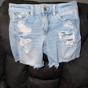 American Eagle Outfitters Light Blue Ripped Denim Shorts